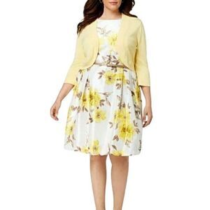 Jessica Howard‎ Spring Floral Retro 60's Fit & Flare Dress Yellow Sz 10